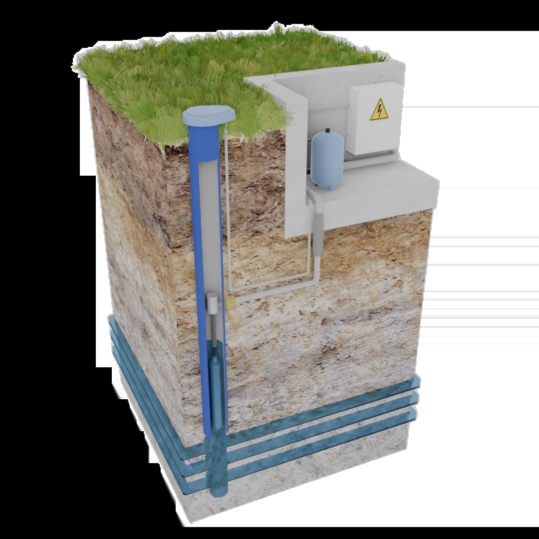3D модель: Скважина с кессоном (не рекомендуем)