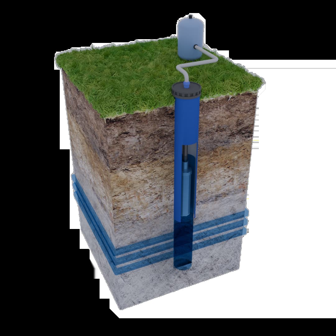 3D модель: Скважина с оголовком летний вариант